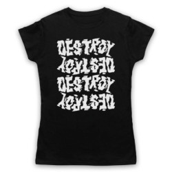 Destroy Destroy Destroy 70s Vivienne Punk Motif  Womens T-Shirt in Black